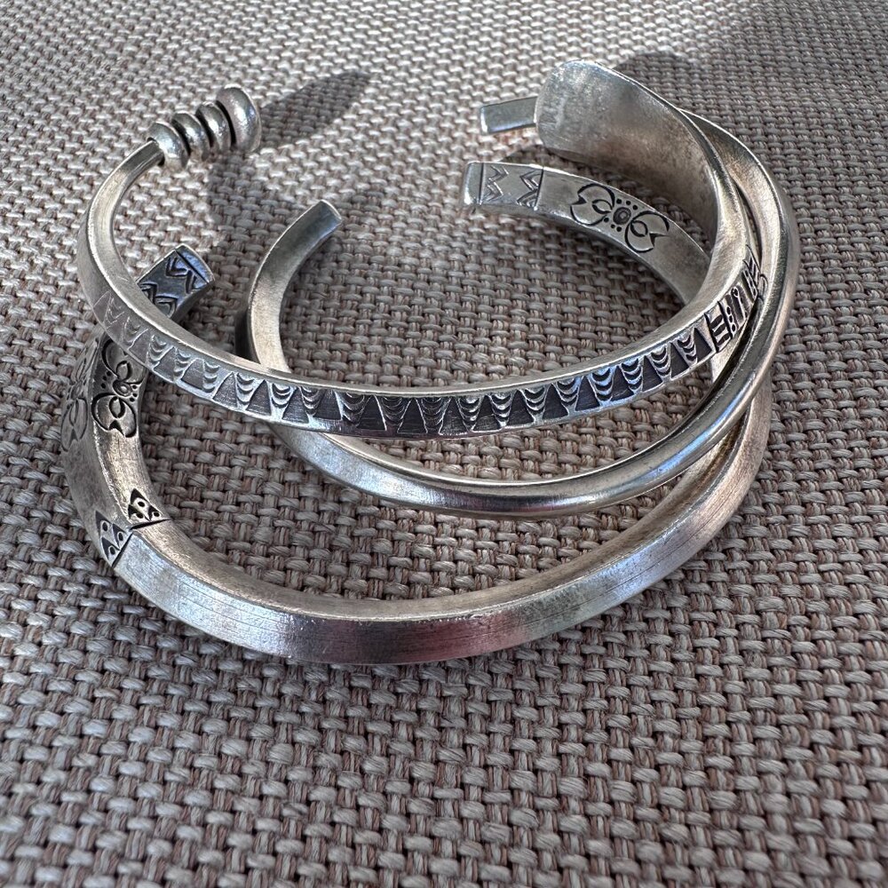 Silver Moroccan Bangles - set of 3